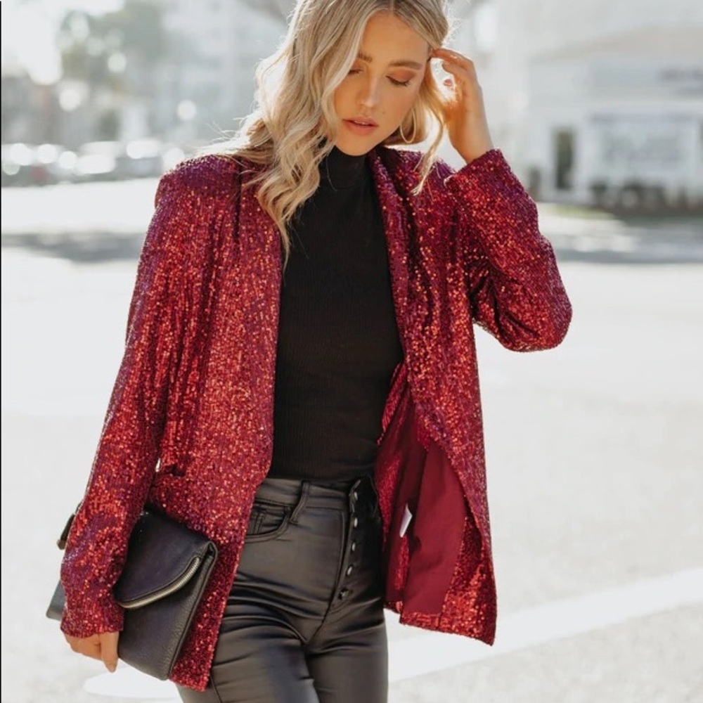 Festive flair pocketed blazer